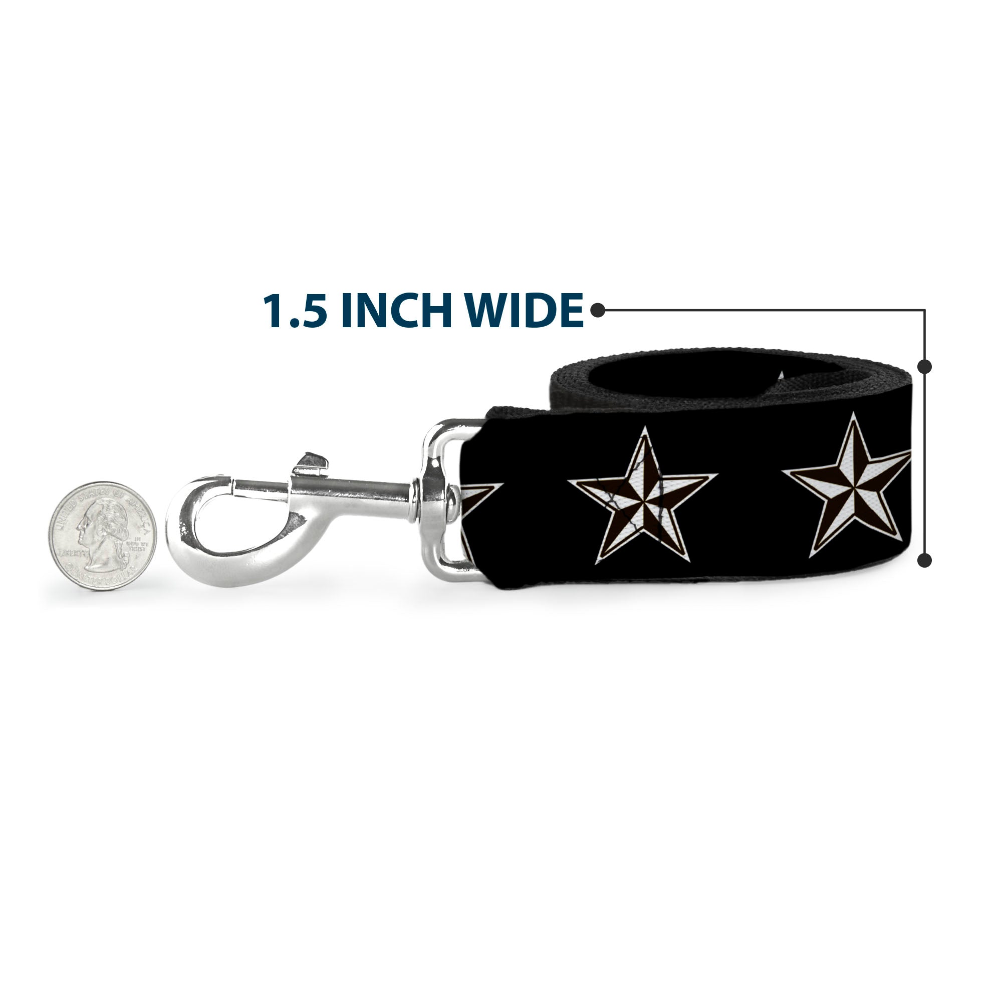 Dog Leash - Nautical Star Black/White Dog Leashes Buckle-Down