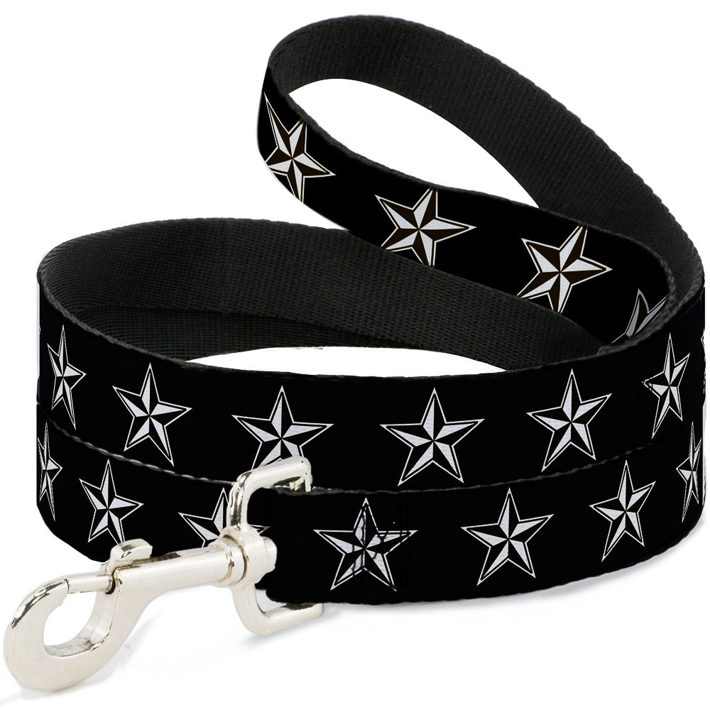Dog Leash - Nautical Star Black/White Dog Leashes Buckle-Down