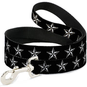 Dog Leash - Nautical Star Black/White Dog Leashes Buckle-Down