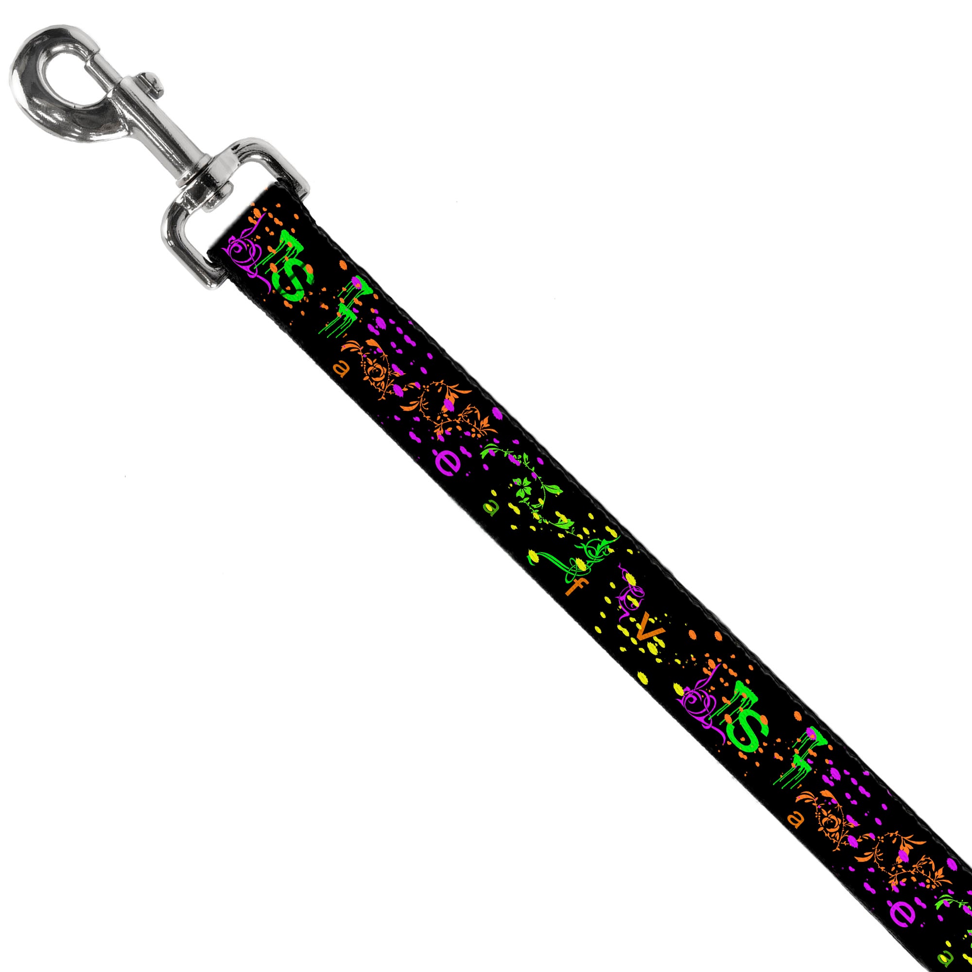Dog Leash - Nautical Star Splatter Black/Neon Dog Leashes Buckle-Down
