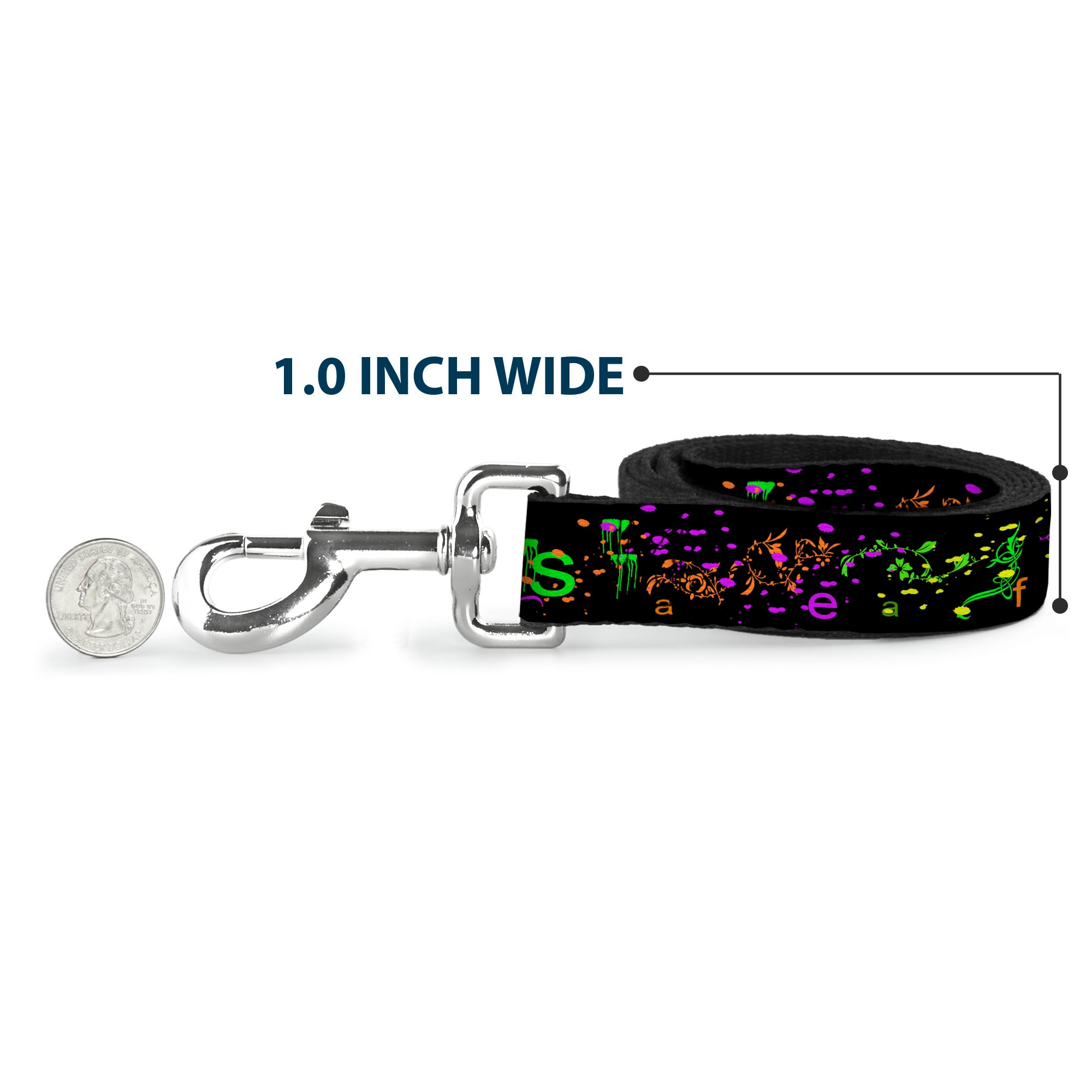 Dog Leash - Nautical Star Splatter Black/Neon Dog Leashes Buckle-Down