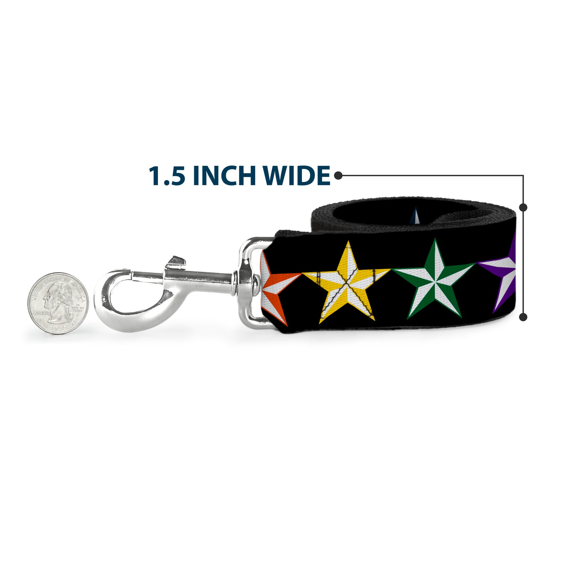 Dog Leash - Nautical Star Black/Multi Color Dog Leashes Buckle-Down