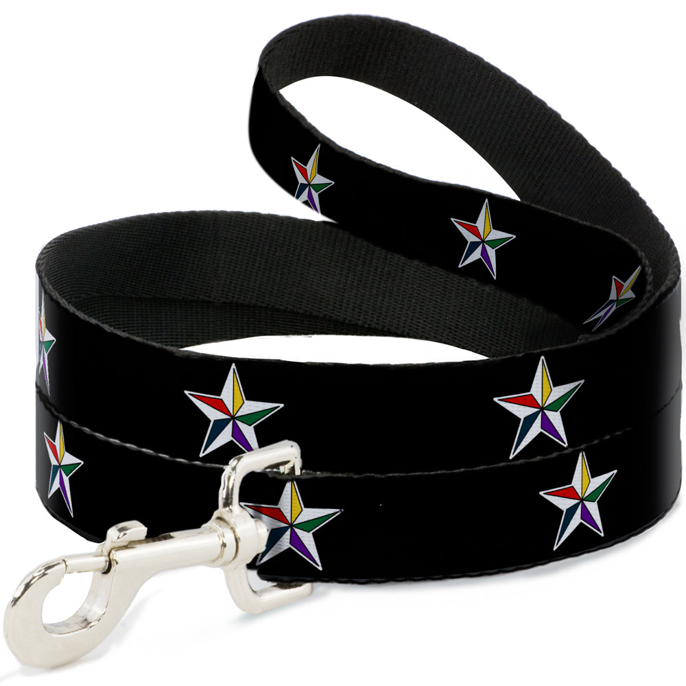 Dog Leash - Nautical Star Black/White/Multi Color Dog Leashes Buckle-Down