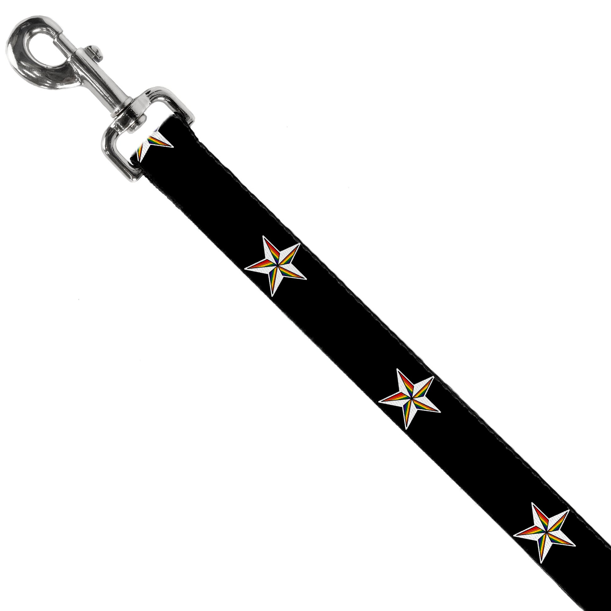 Dog Leash - Nautical Star Black/White/Rainbow Dog Leashes Buckle-Down