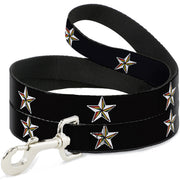 Dog Leash - Nautical Star Black/White/Rainbow Dog Leashes Buckle-Down
