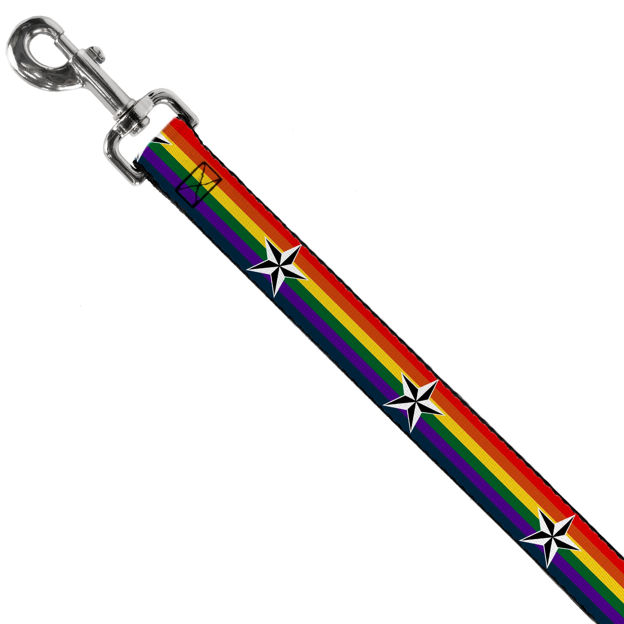 Dog Leash - Nautical Star Rainbow/White/Black Dog Leashes Buckle-Down