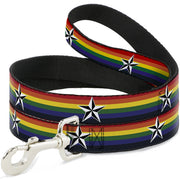 Dog Leash - Nautical Star Rainbow/White/Black Dog Leashes Buckle-Down