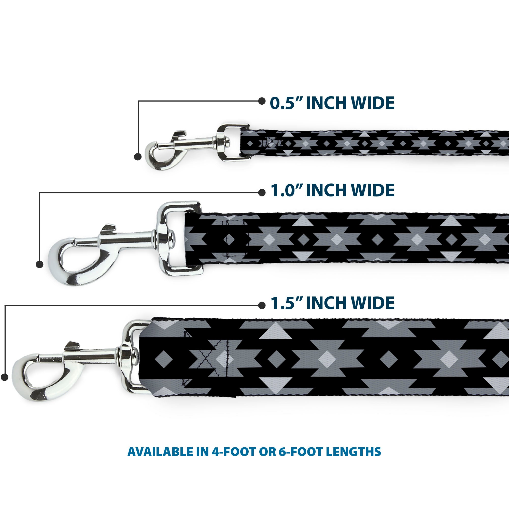 Dog Leash - Navajo Gray/Black/Gray/White Dog Leashes Buckle-Down