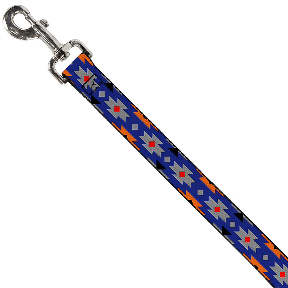 Dog Leash - Navajo Gray/Blue/Orange/Black Dog Leashes Buckle-Down