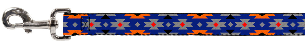 Dog Leash - Navajo Gray/Blue/Orange/Black Dog Leashes Buckle-Down