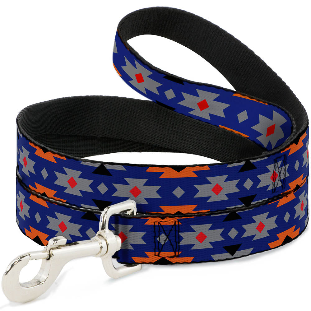 Dog Leash - Navajo Gray/Blue/Orange/Black Dog Leashes Buckle-Down