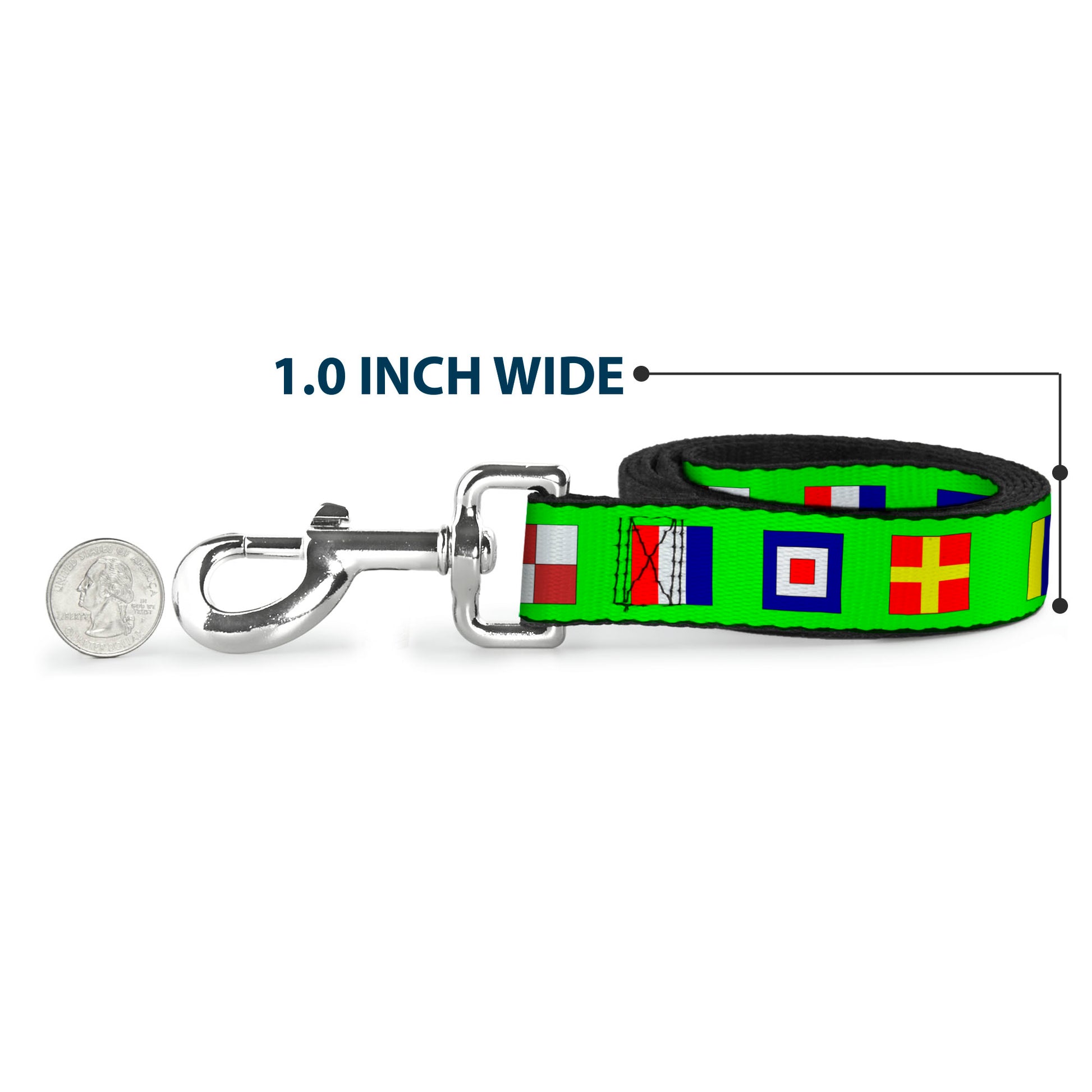 Dog Leash - Nautical Flags Green/Multi Color Dog Leashes Buckle-Down