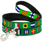 Dog Leash - Nautical Flags Green/Multi Color Dog Leashes Buckle-Down