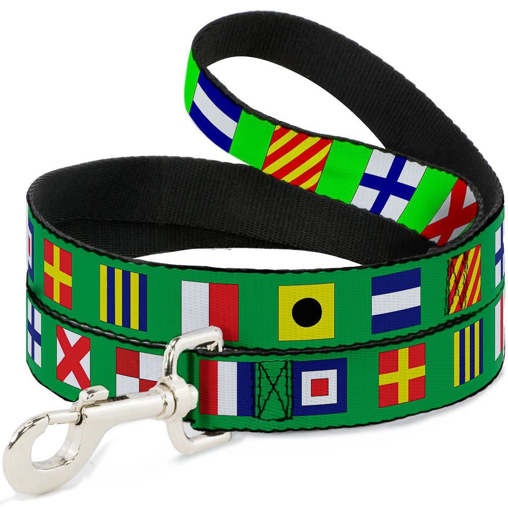 Dog Leash - Nautical Flags Green/Multi Color Dog Leashes Buckle-Down
