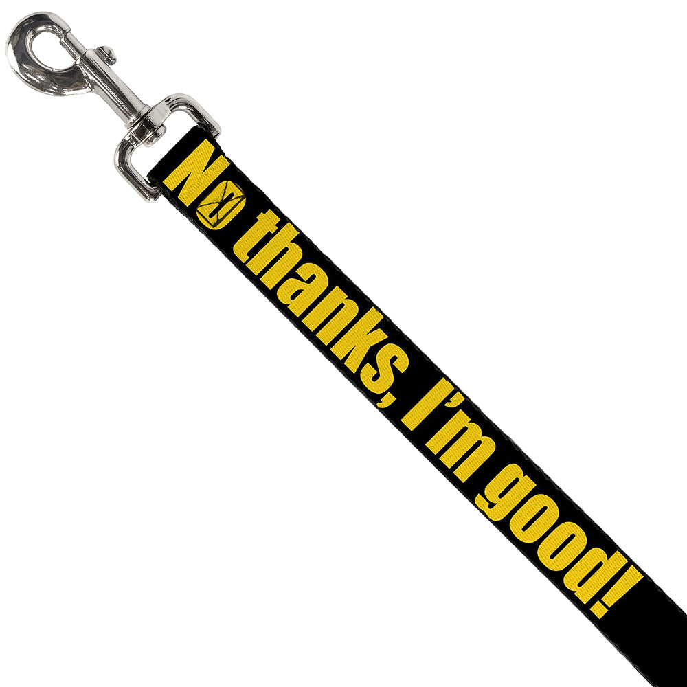 Dog Leash - NO THANKS, I'M GOOD! Black/Gold Dog Leashes Buckle-Down
