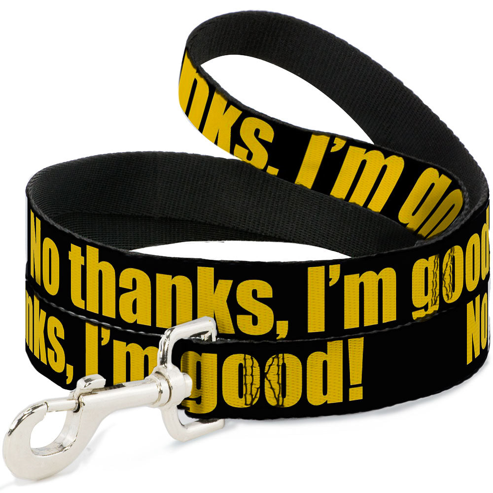 Dog Leash - NO THANKS, I'M GOOD! Black/Gold Dog Leashes Buckle-Down