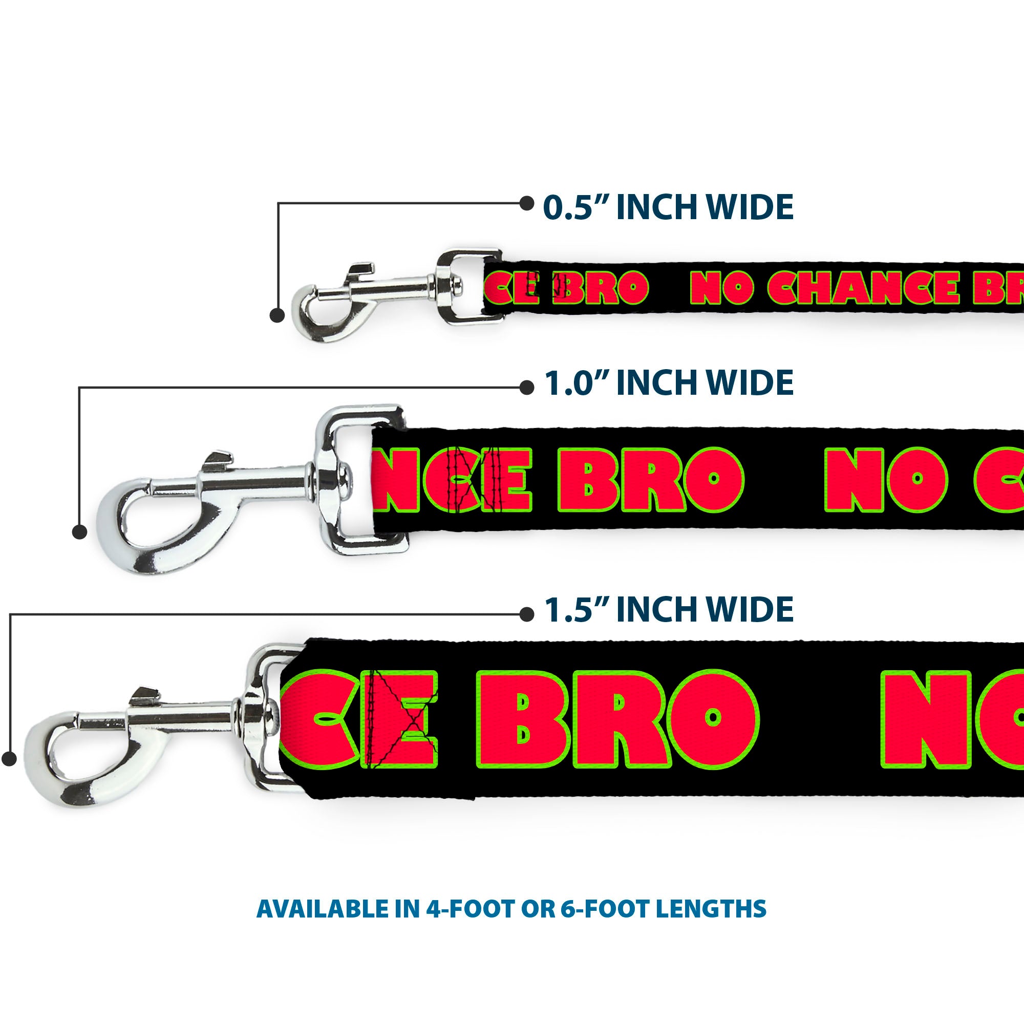 Dog Leash - NO CHANCE BRO Black/Yellow/Red Dog Leashes Buckle-Down