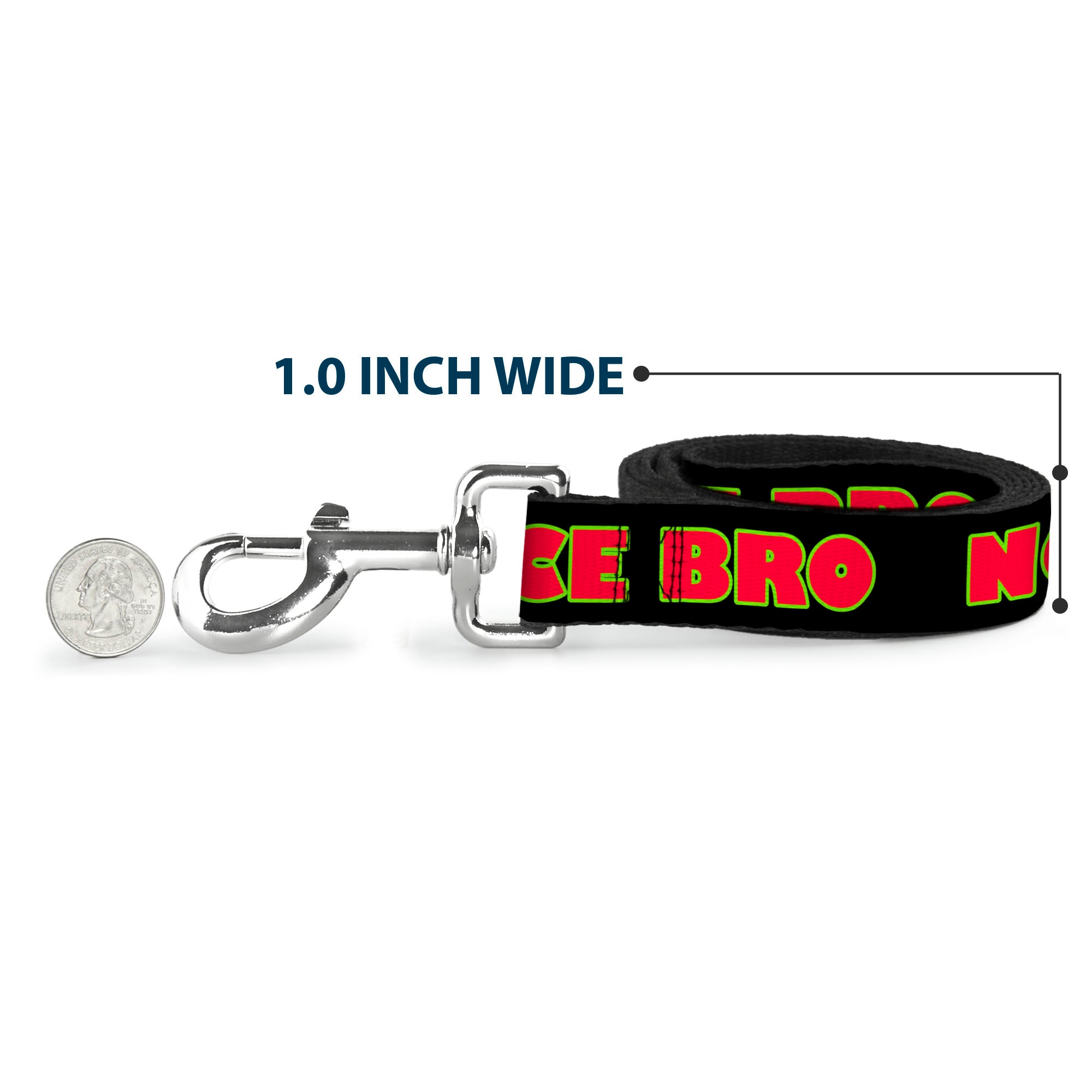 Dog Leash - NO CHANCE BRO Black/Yellow/Red Dog Leashes Buckle-Down