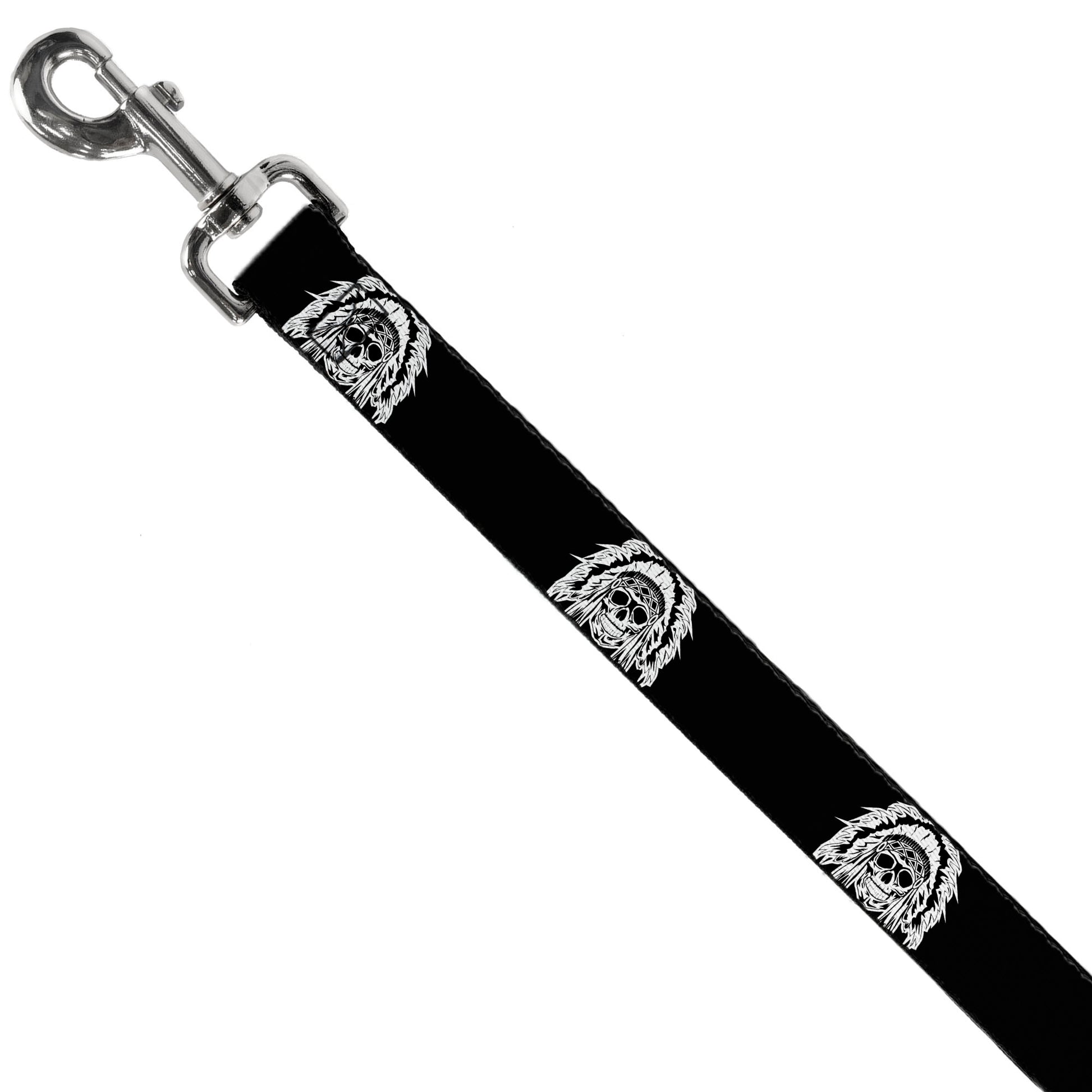 Dog Leash - Native American Skull Black/White Dog Leashes Buckle-Down