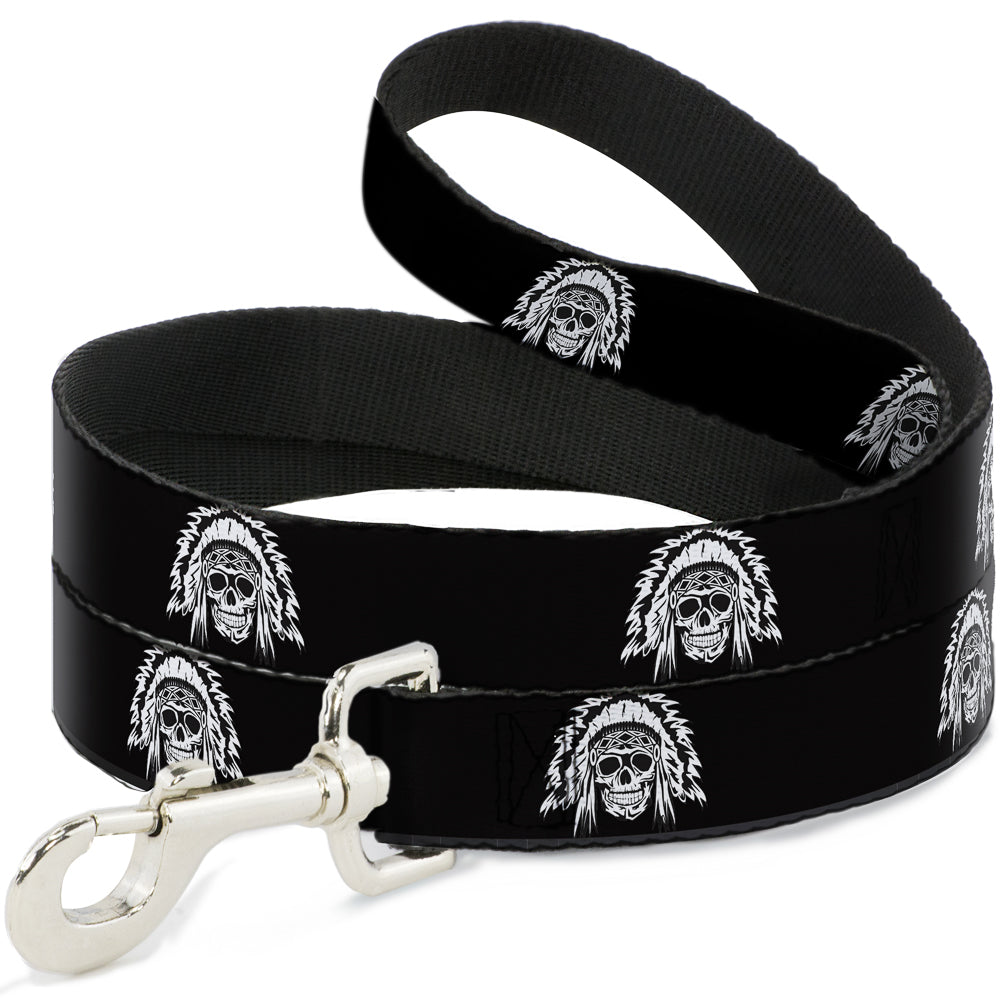 Dog Leash - Native American Skull Black/White Dog Leashes Buckle-Down