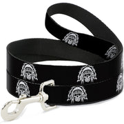Dog Leash - Native American Skull Black/White Dog Leashes Buckle-Down