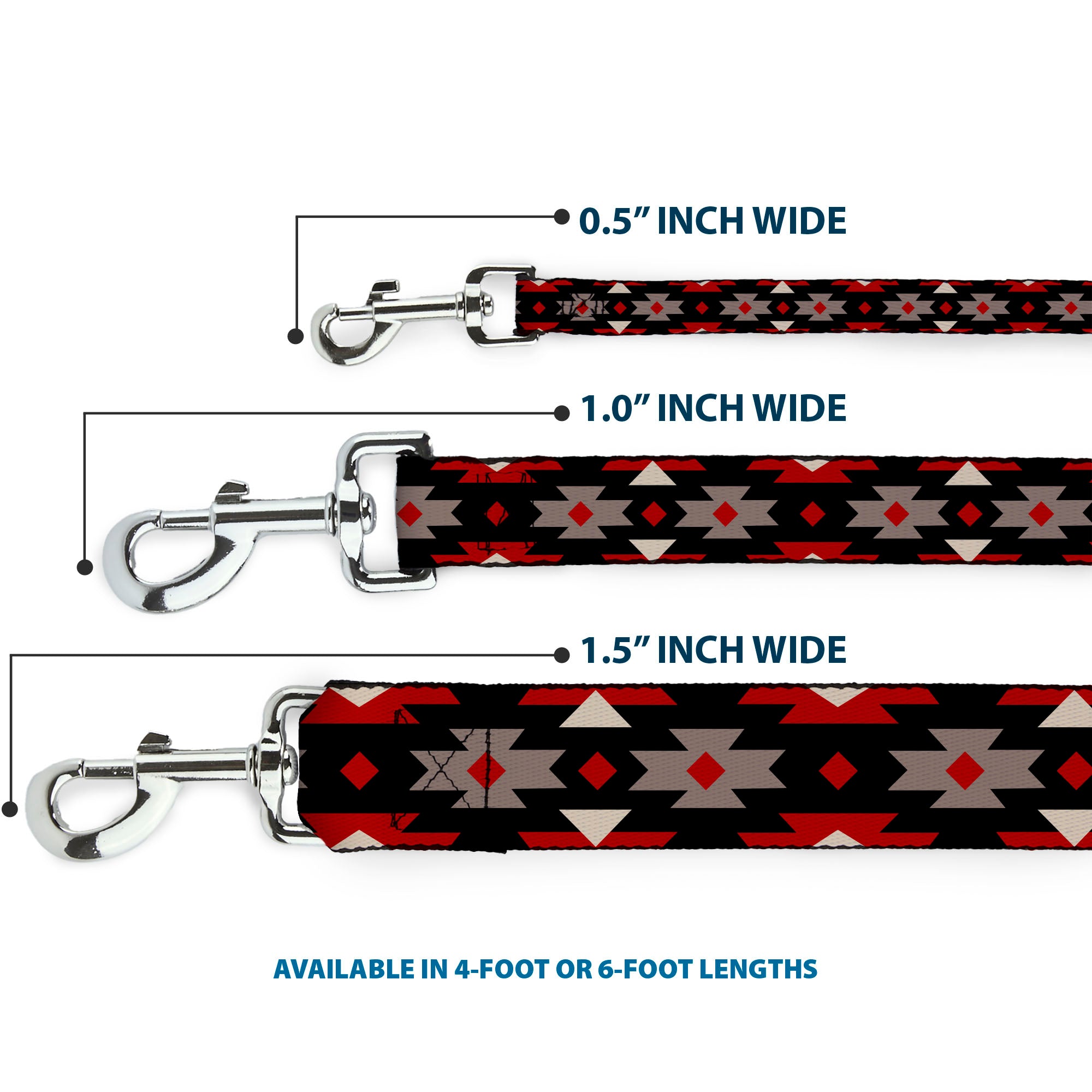 Dog Leash - Navajo Red/Black/Gray/Red Dog Leashes Buckle-Down
