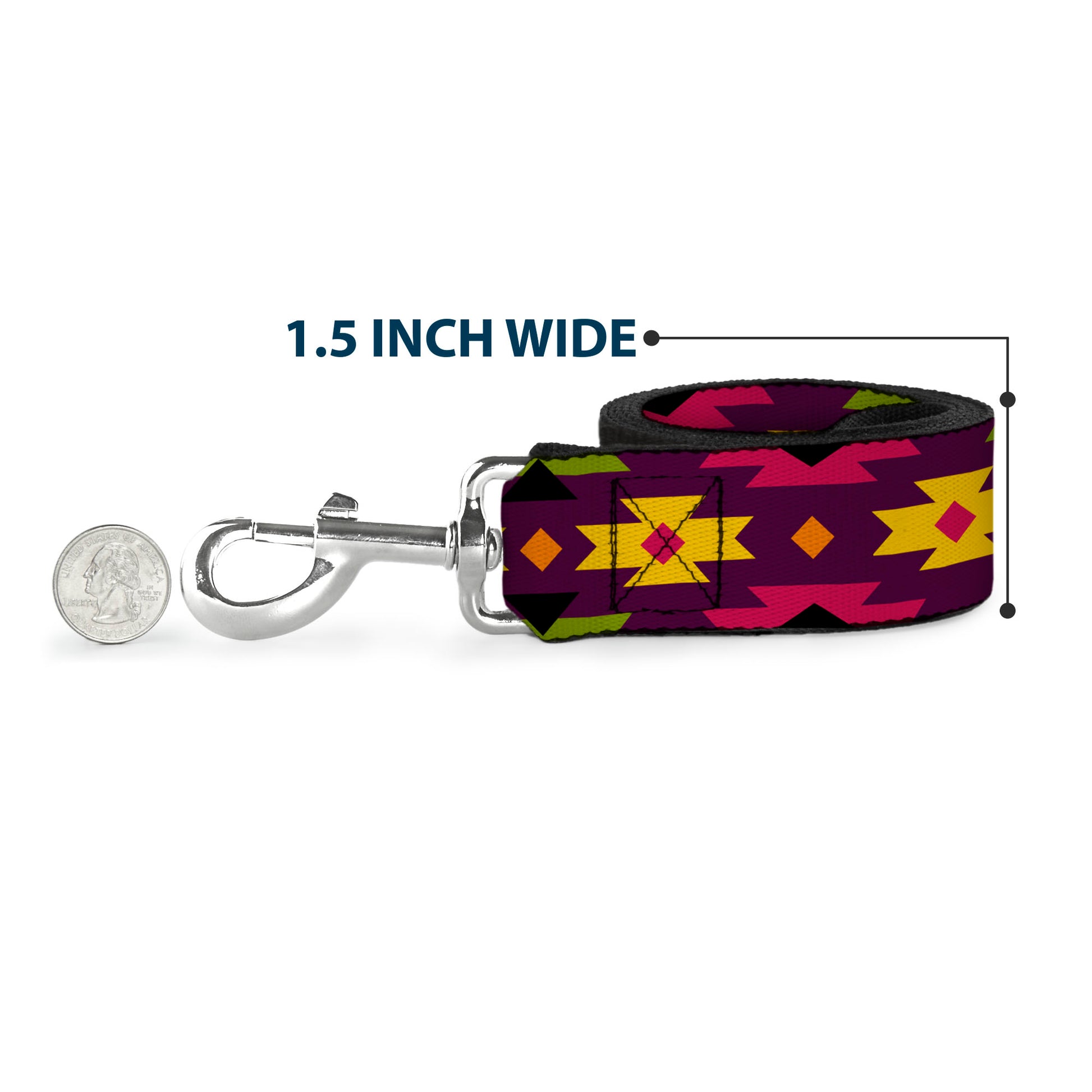 Dog Leash - Navajo Orange/Purple/Yellow/Pink/Green/Black Dog Leashes Buckle-Down