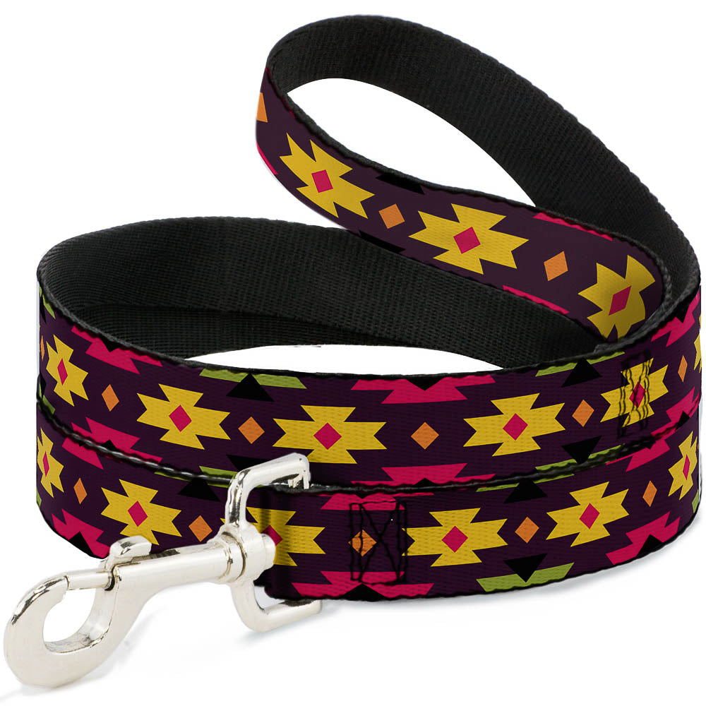 Dog Leash - Navajo Orange/Purple/Yellow/Pink/Green/Black Dog Leashes Buckle-Down