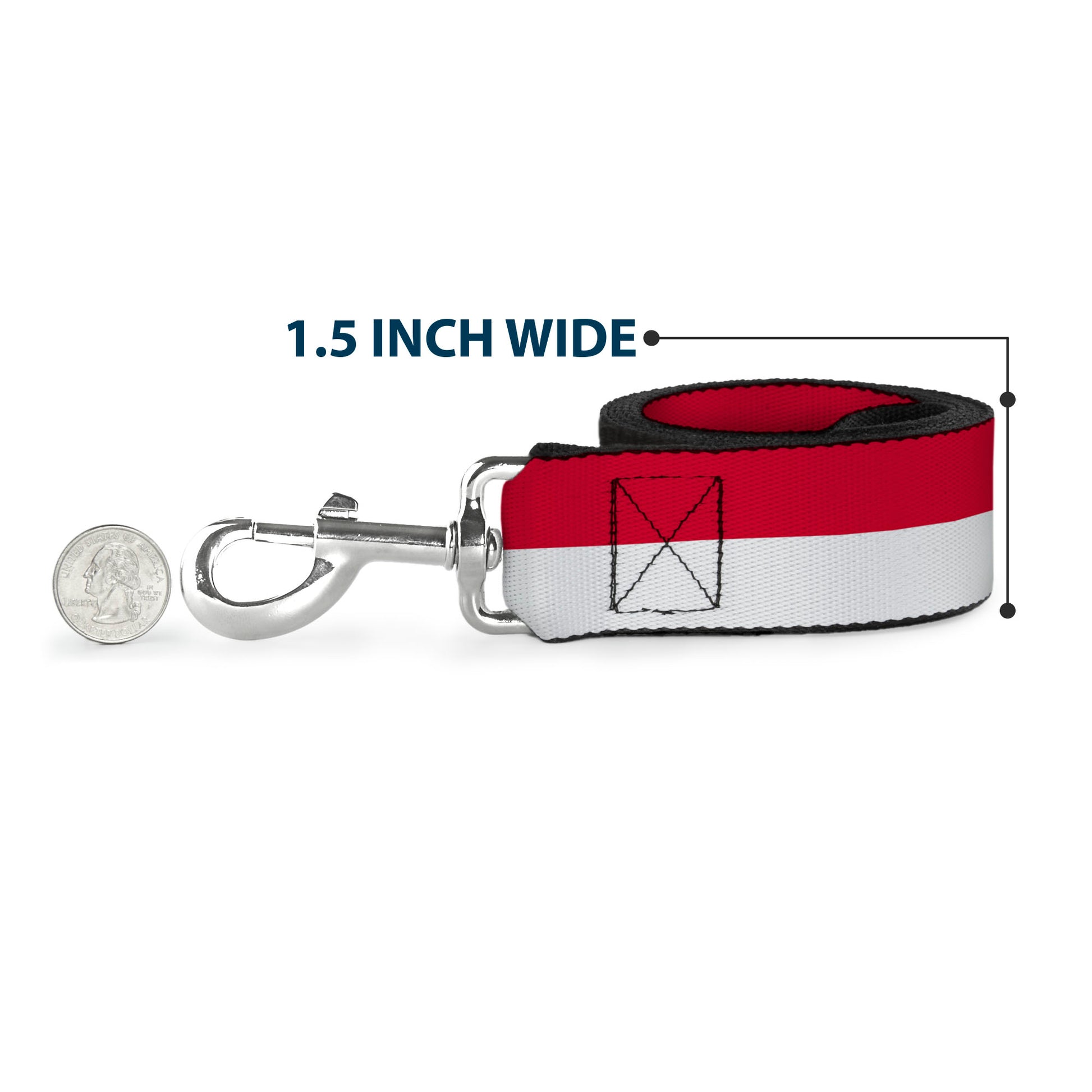 Dog Leash - North Carolina Flag Stripe Red/White Dog Leashes Buckle-Down