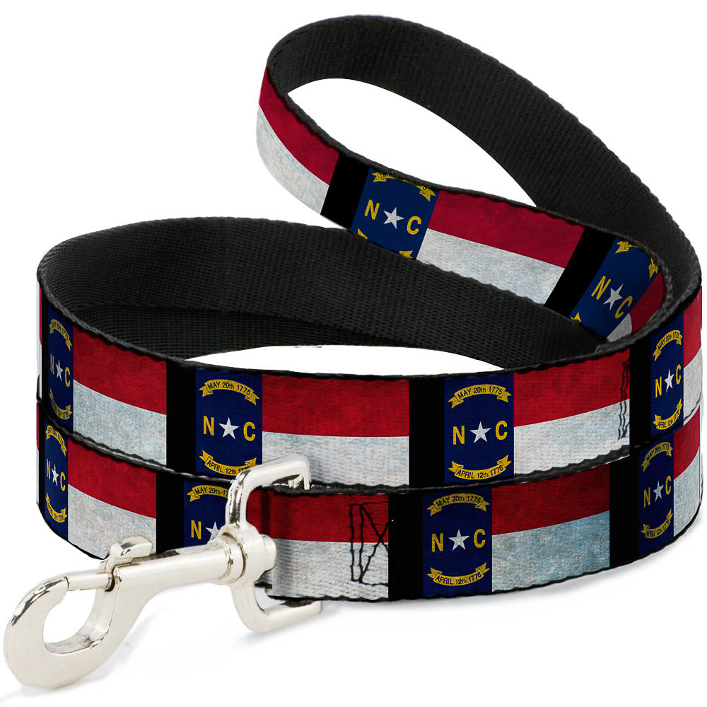 Dog Leash - North Carolina Flag Distressed/Black Dog Leashes Buckle-Down