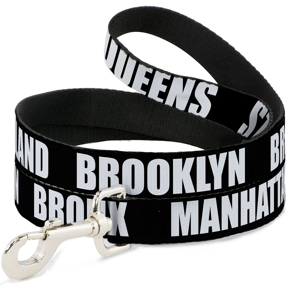 Dog Leash - New York's Five Burroughs Bold Black/White Dog Leashes Buckle-Down