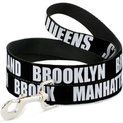 Dog Leash - New York's Five Burroughs Bold Black/White Dog Leashes Buckle-Down