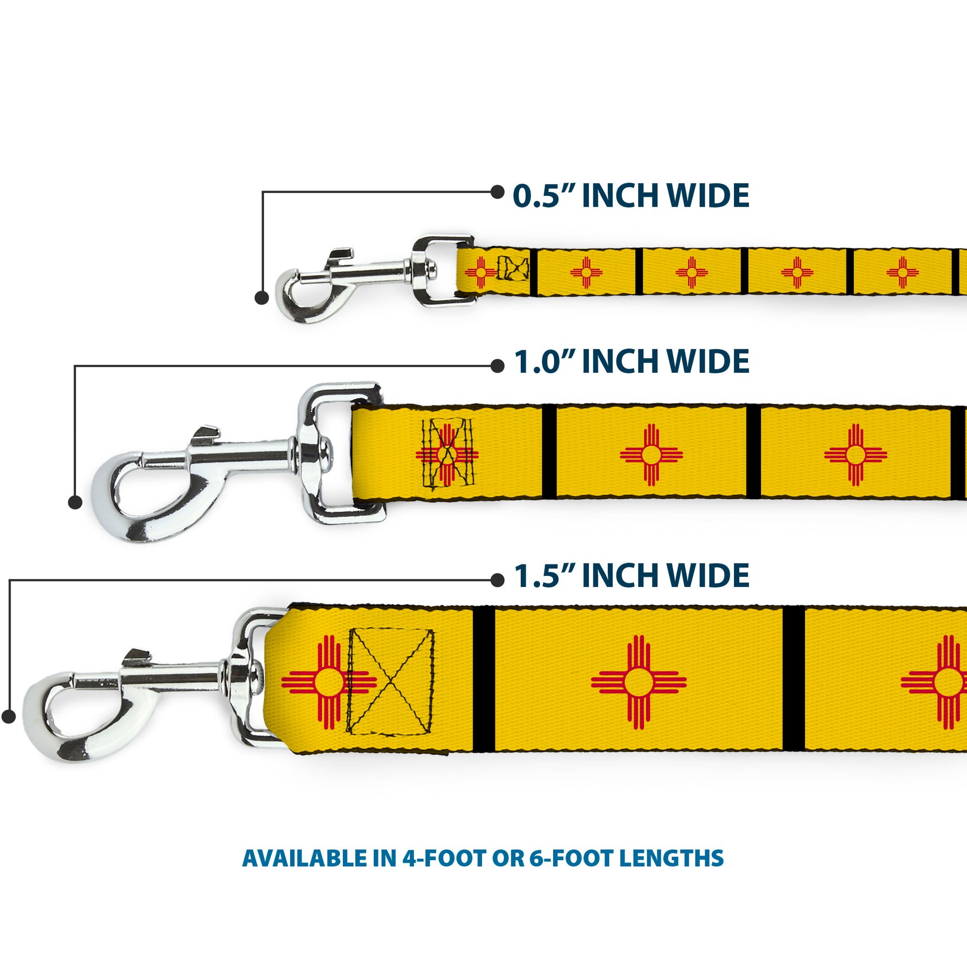 Dog Leash - New Mexico Flag/Black Dog Leashes Buckle-Down