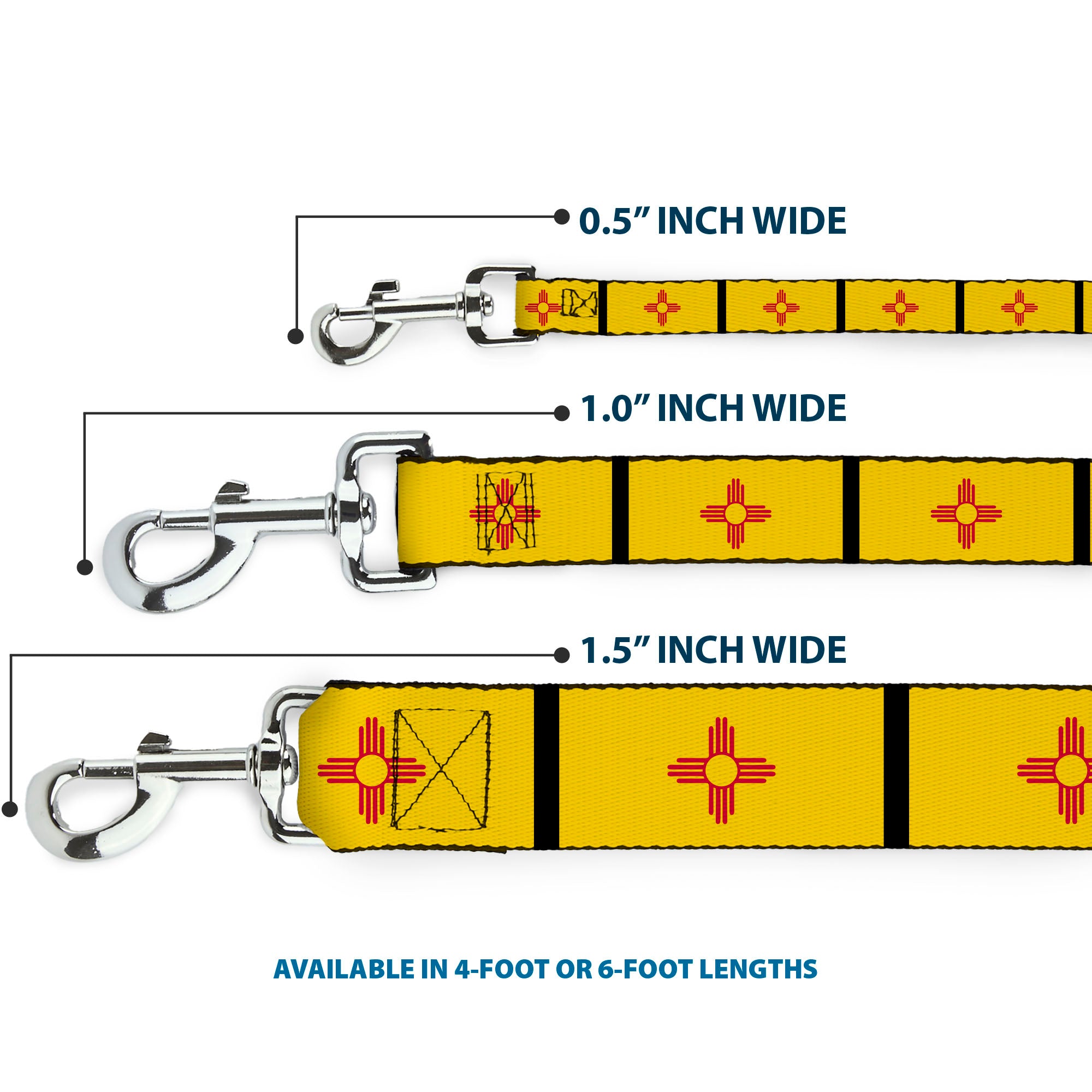 Dog Leash - New Mexico Flag/Black Dog Leashes Buckle-Down