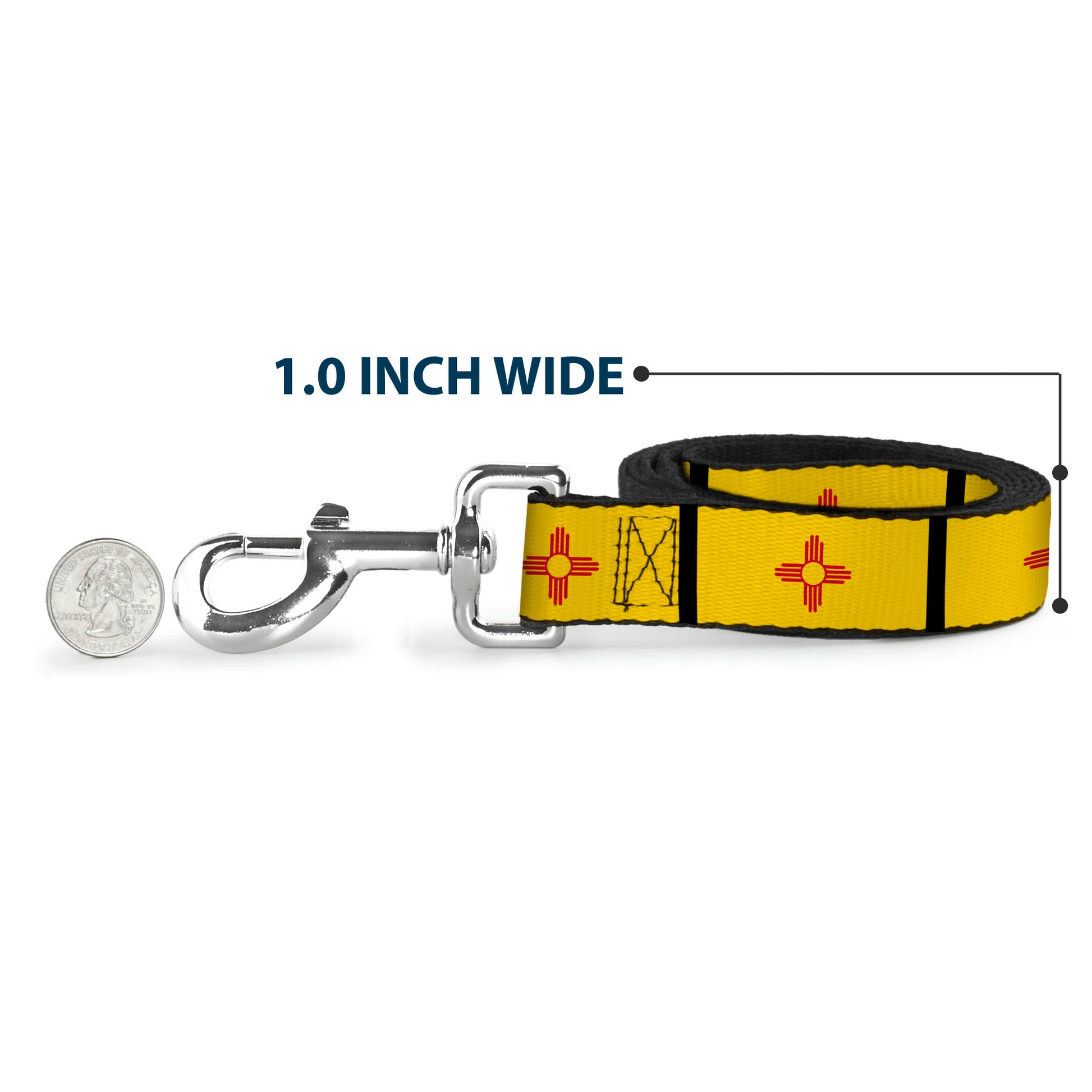 Dog Leash - New Mexico Flag/Black Dog Leashes Buckle-Down