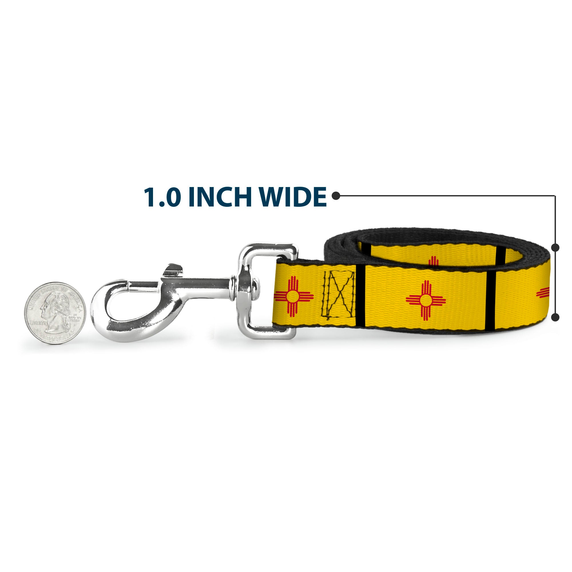 Dog Leash - New Mexico Flag/Black Dog Leashes Buckle-Down