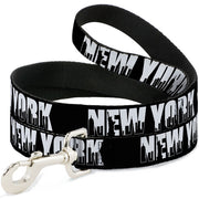 Dog Leash - NEW YORK Bold/Skyline Silhouette Black/White/Black Dog Leashes Buckle-Down
