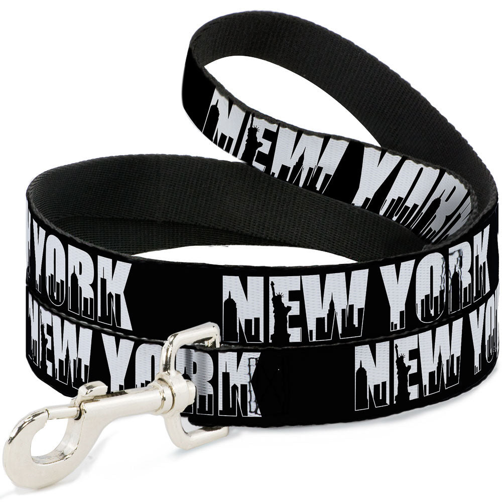 Dog Leash - NEW YORK Bold/Skyline Silhouette Black/White/Black Dog Leashes Buckle-Down