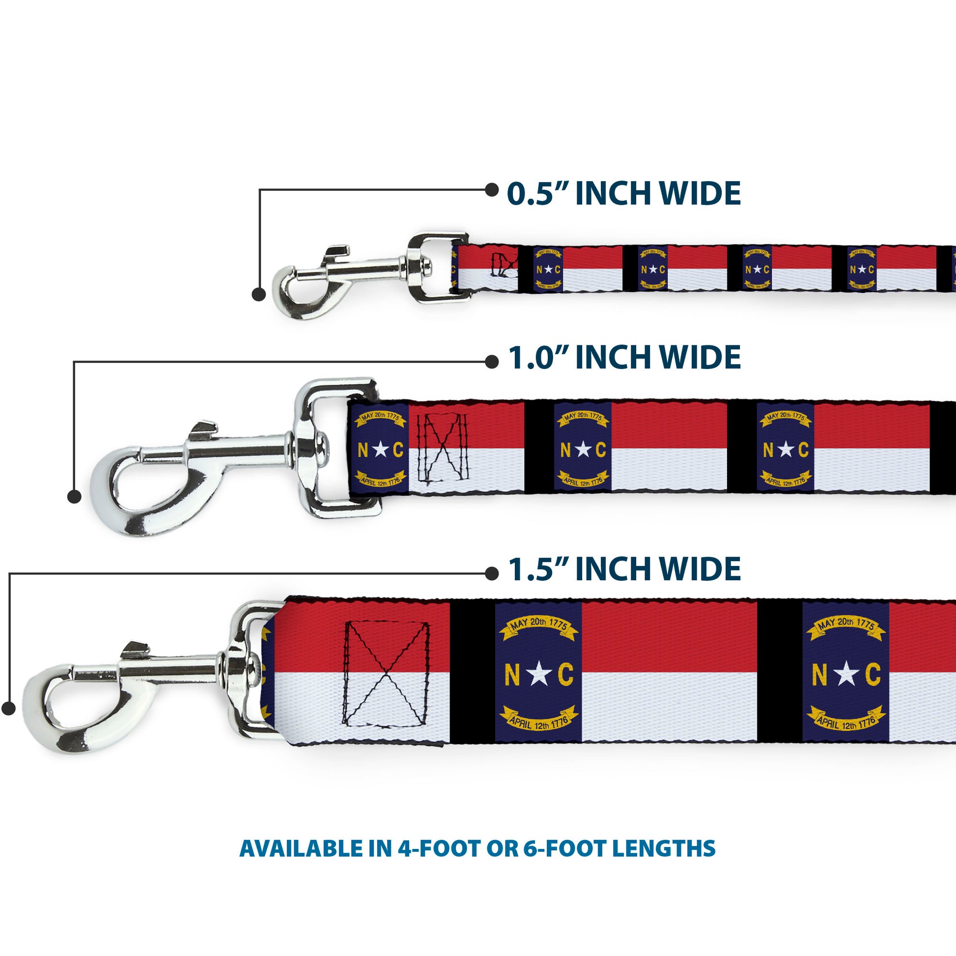 Dog Leash - North Carolina Flag/Black Dog Leashes Buckle-Down