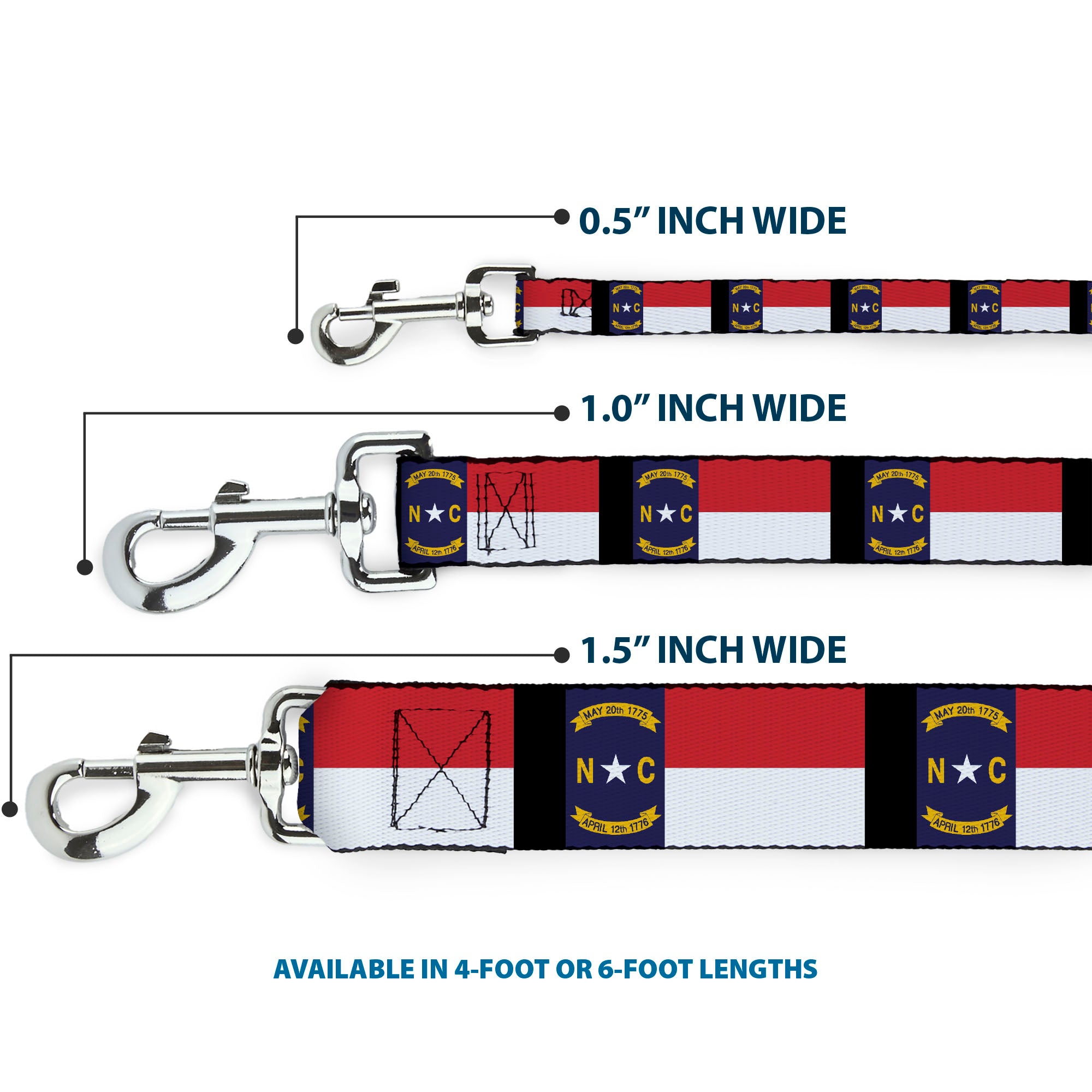 Dog Leash - North Carolina Flag/Black Dog Leashes Buckle-Down