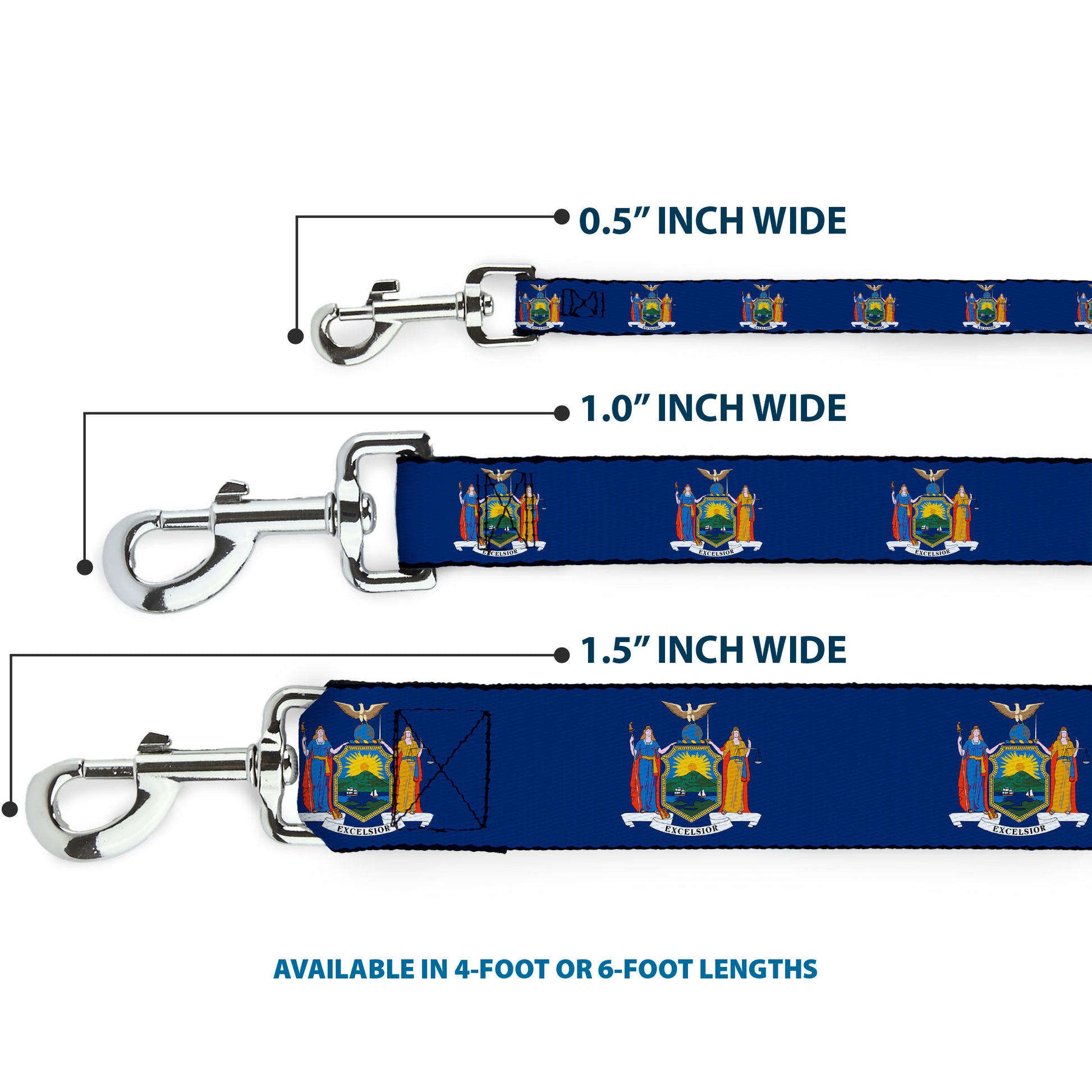 Dog Leash - New York Flag Continuous Dog Leashes Buckle-Down
