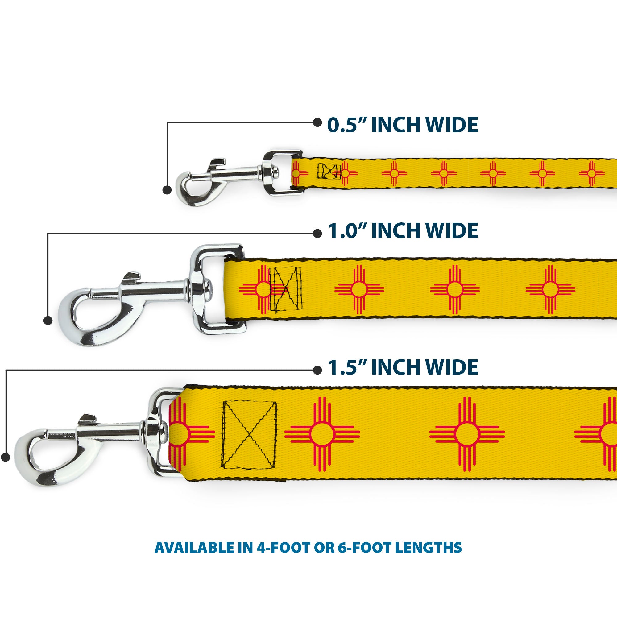 Dog Leash - New Mexico Flag Yellow/Red Dog Leashes Buckle-Down