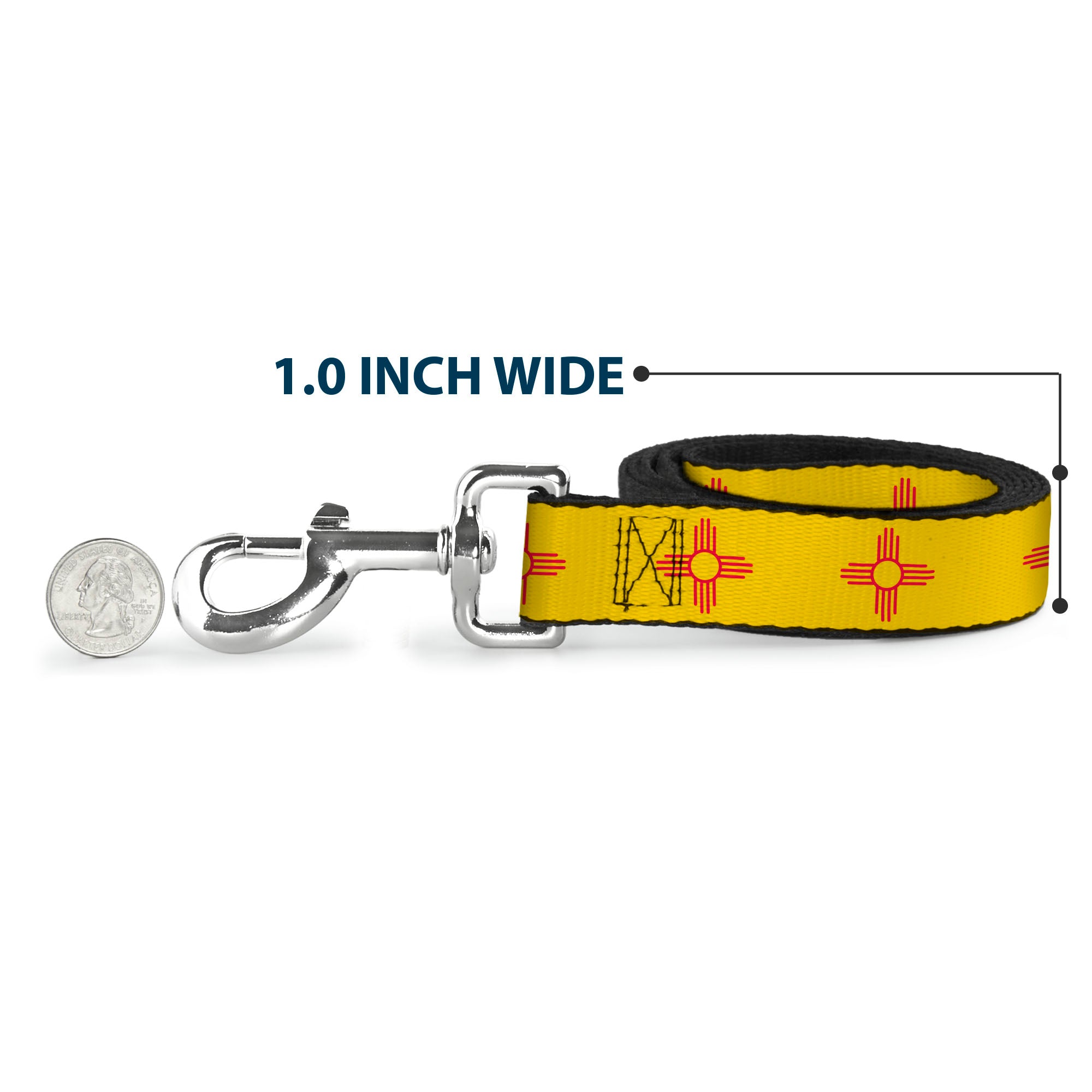 Dog Leash - New Mexico Flag Yellow/Red Dog Leashes Buckle-Down