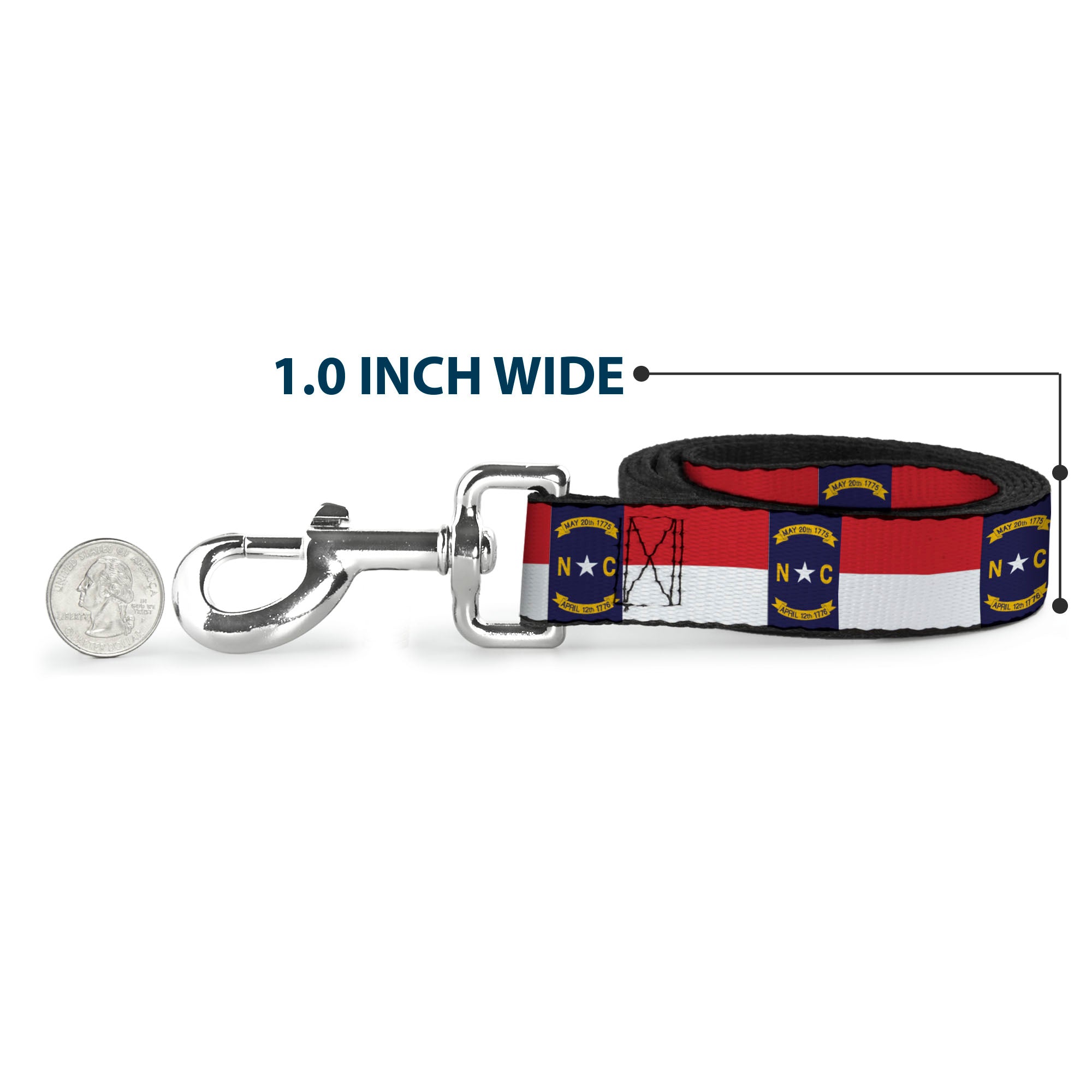 Dog Leash - North Carolina Flag Continuous Repeat Dog Leashes Buckle-Down