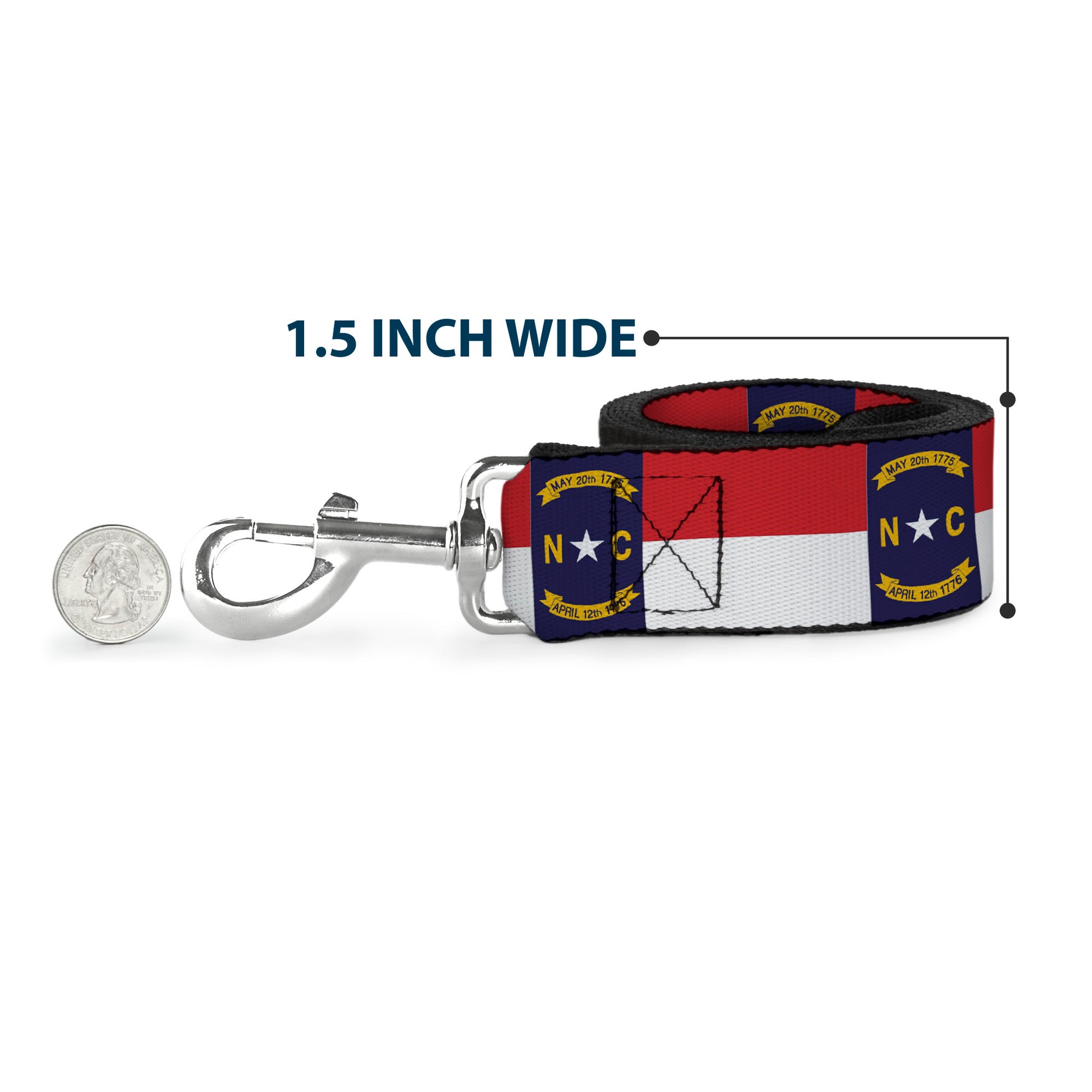 Dog Leash - North Carolina Flag Continuous Repeat Dog Leashes Buckle-Down