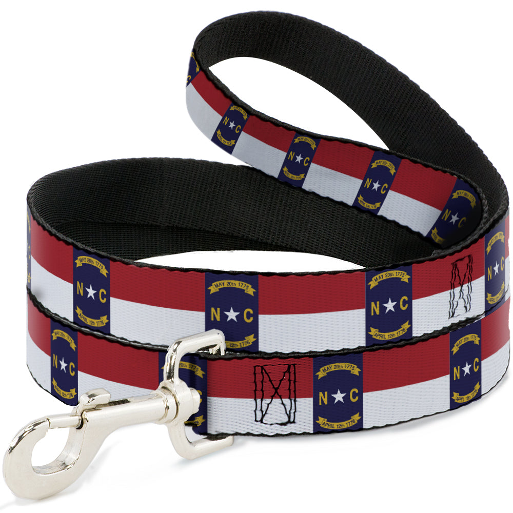 Dog Leash - North Carolina Flag Continuous Repeat Dog Leashes Buckle-Down