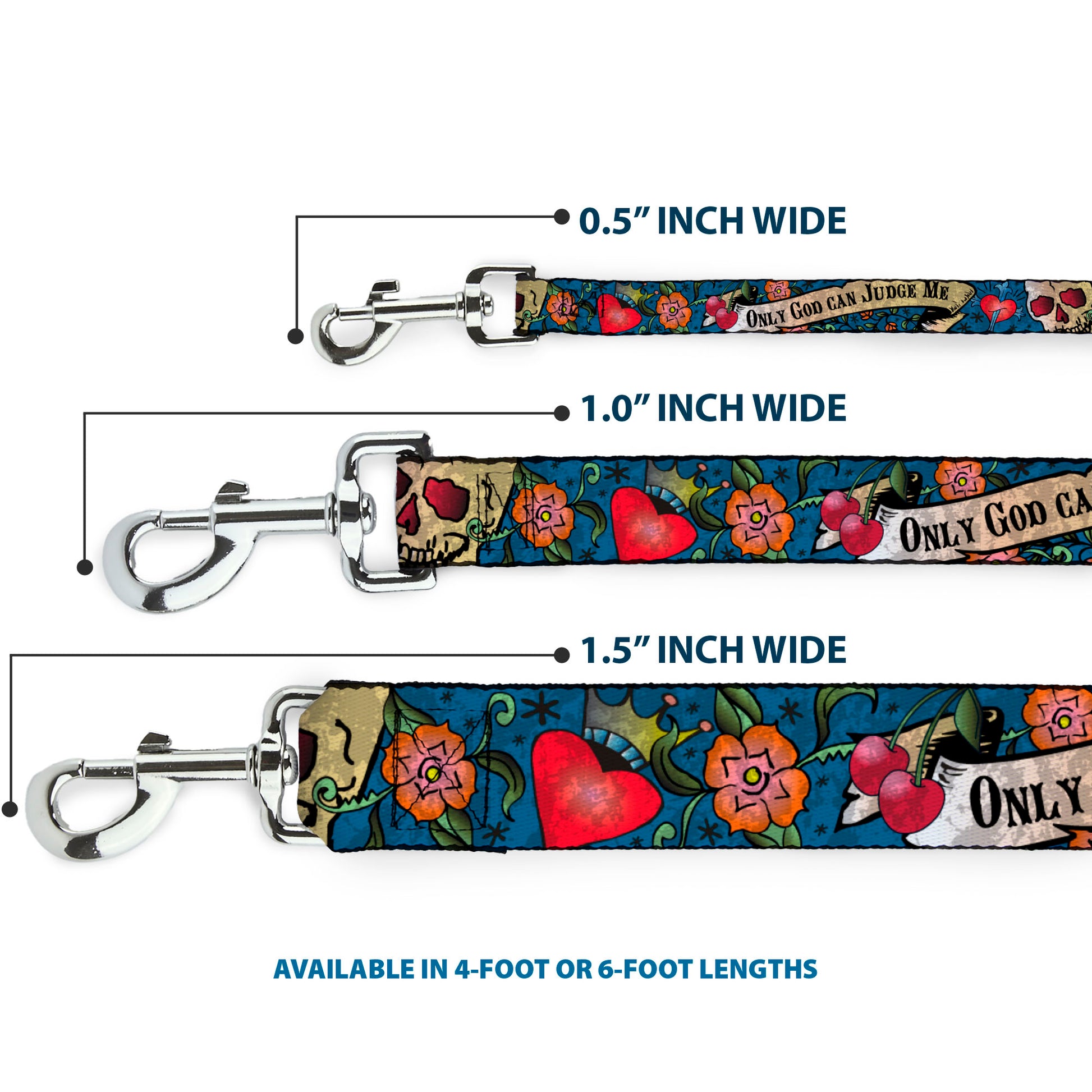 Dog Leash - Only God Can Judge Me Blue Dog Leashes Buckle-Down