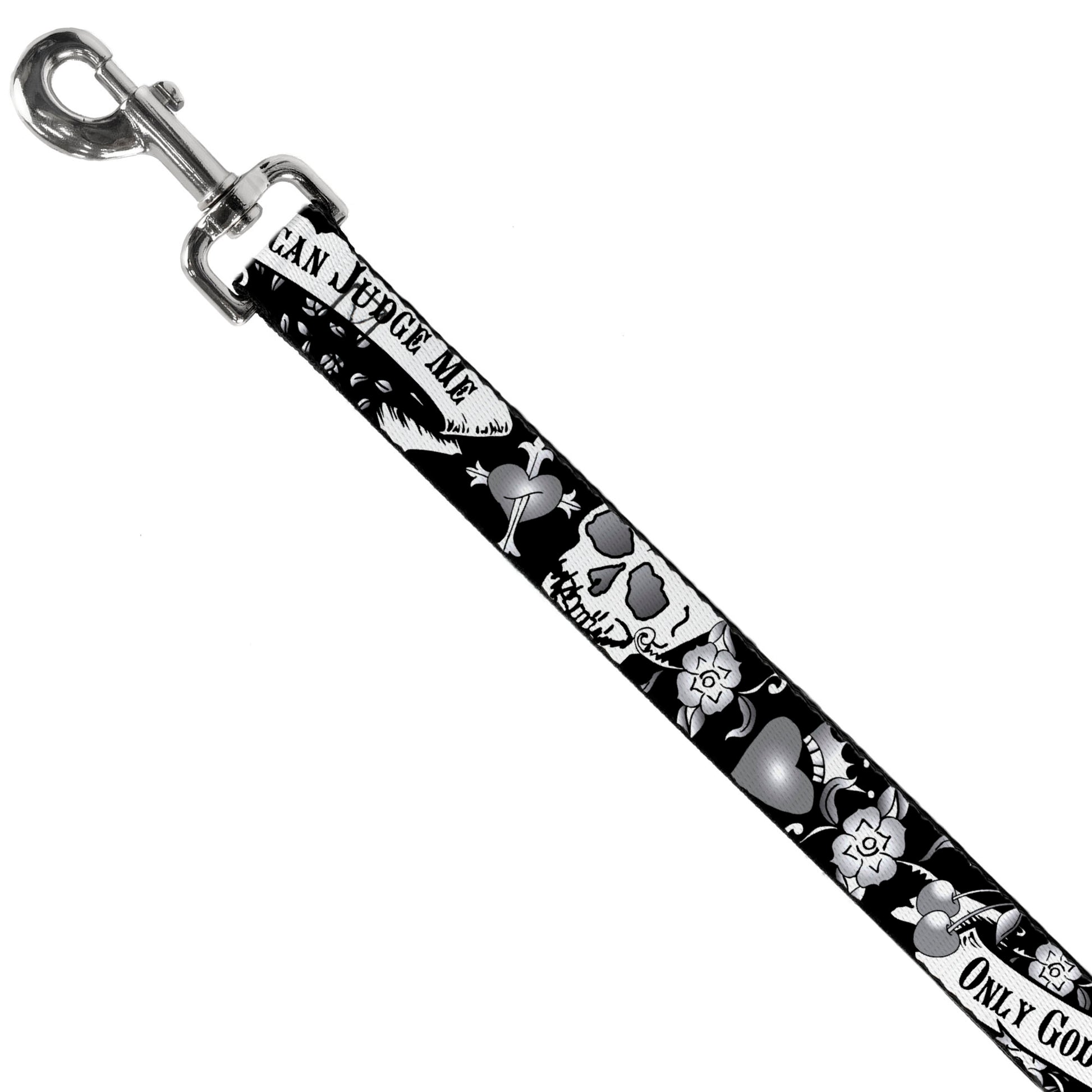 Dog Leash - Only God Can Judge Me Black/White Dog Leashes Buckle-Down