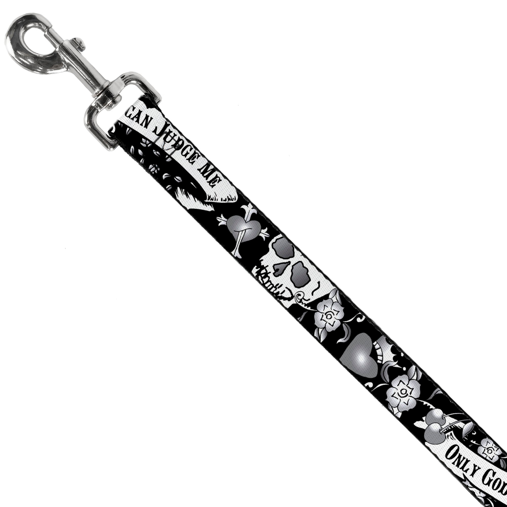 Dog Leash - Only God Can Judge Me Black/White Dog Leashes Buckle-Down
