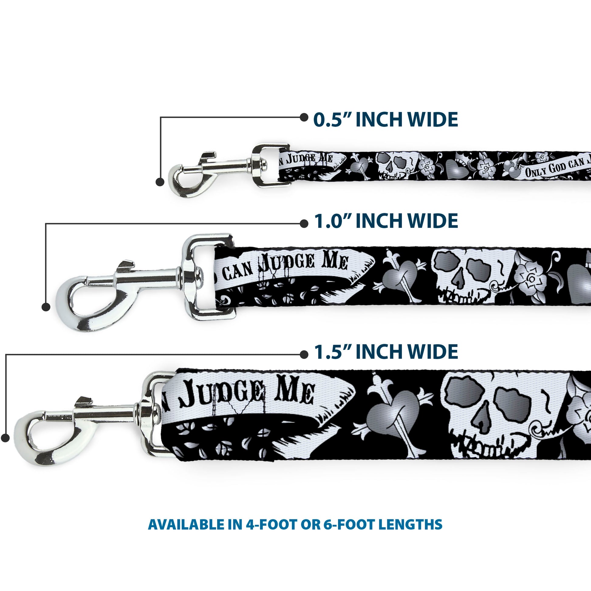 Dog Leash - Only God Can Judge Me Black/White Dog Leashes Buckle-Down